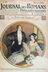 Marguerite med sin bukett vita kamelia i lådan på teatern, illustration till 
